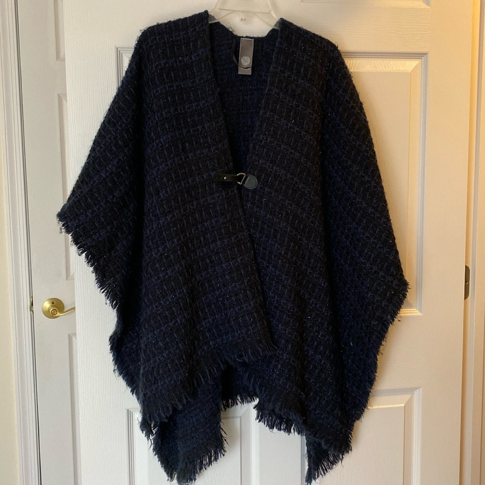 2/$50 Vince Camuto Navy and Black Poncho Cardigan